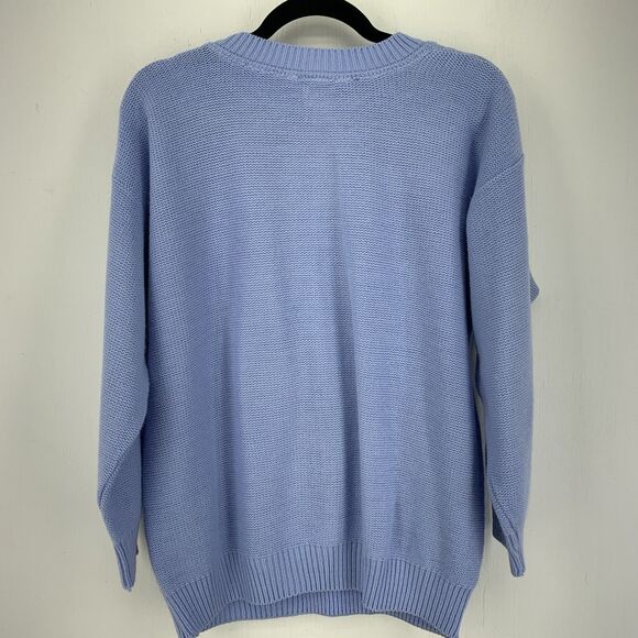 Vintage Alberoy Womens Large Cable Knit Crewneck Sweater USA 90’s Fisherman Blue - Picture 5 of 7
